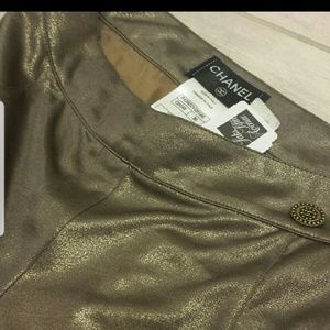 CHANEL gold leggings